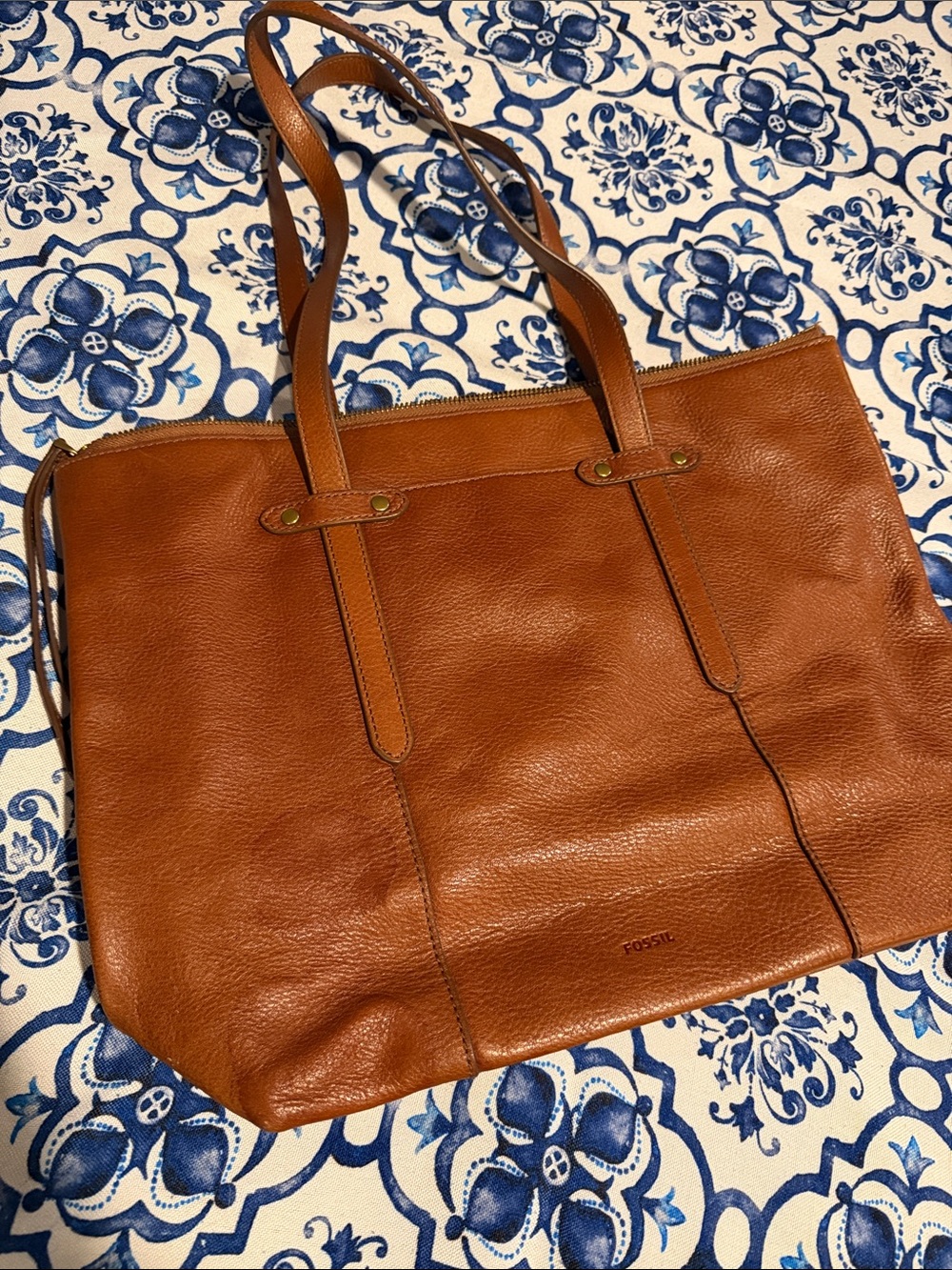 Fossil Men's Tan Leather Tote